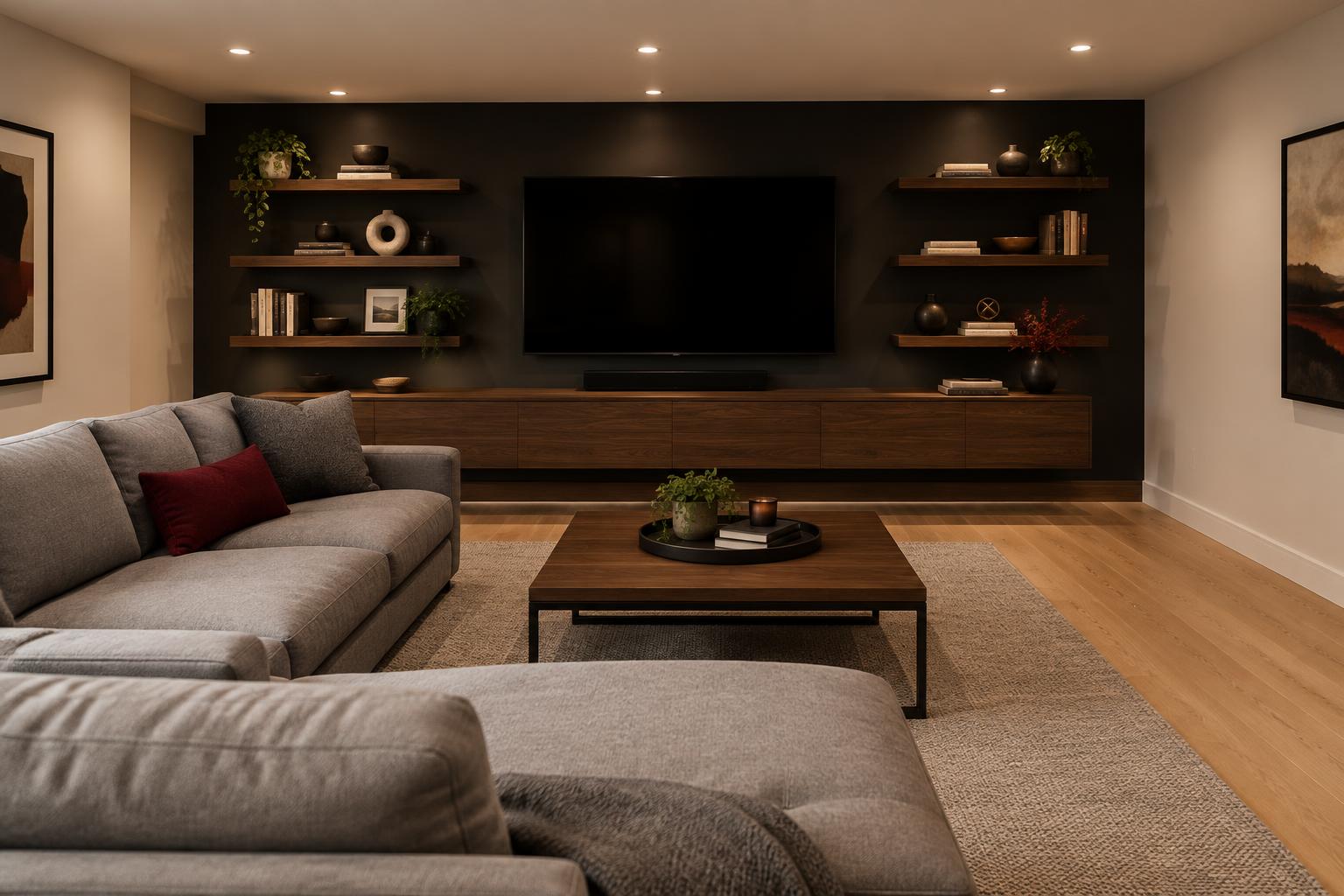 Media Room on a Charcoal Wall